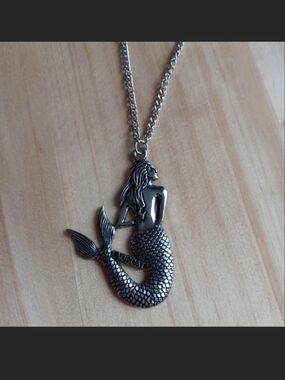 LAGHCAT Mermaid Sea Siren Silver Tone Statement Pendant with Chain
